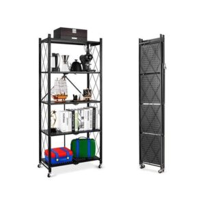 5-Tier Foldable Multipurpose Rack With Shelves & Wheels