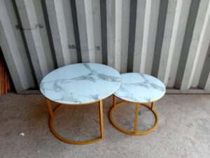 White Marble Nesting Coffee Table Set